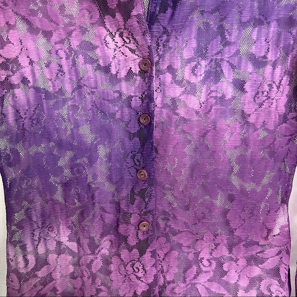 Purple Lace Y2K Button Up Top - Picture 2 of 7